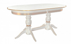 Стол Прайм 1500(2000)*840*765 (тон белый RAL9003 + патина золото) Стол Прайм 1500(2000)*840*765 (тон белый RAL9003 + патина золото)